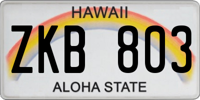 HI license plate ZKB803