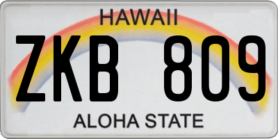 HI license plate ZKB809