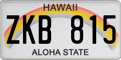 HI license plate ZKB815