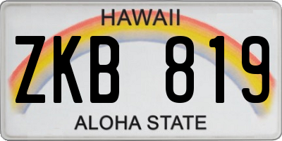 HI license plate ZKB819