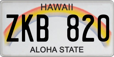 HI license plate ZKB820