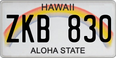 HI license plate ZKB830