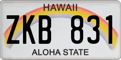 HI license plate ZKB831