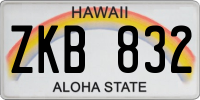 HI license plate ZKB832