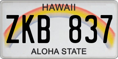 HI license plate ZKB837