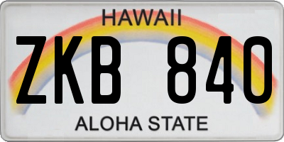 HI license plate ZKB840