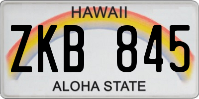 HI license plate ZKB845