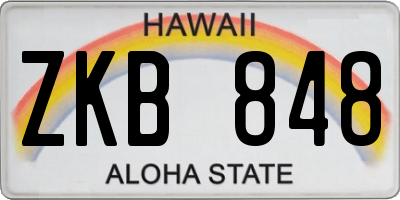 HI license plate ZKB848