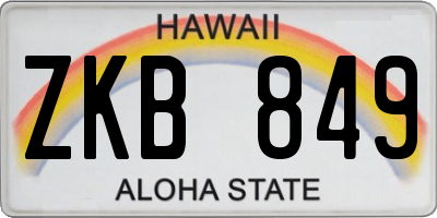 HI license plate ZKB849