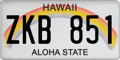 HI license plate ZKB851
