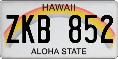 HI license plate ZKB852
