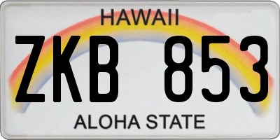 HI license plate ZKB853