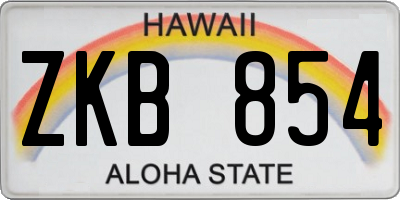 HI license plate ZKB854