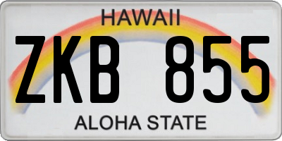 HI license plate ZKB855