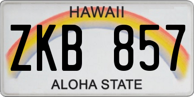 HI license plate ZKB857