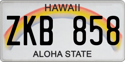 HI license plate ZKB858