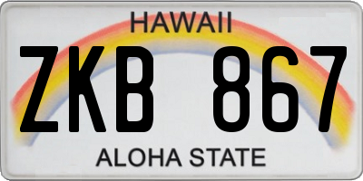 HI license plate ZKB867