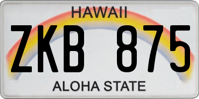 HI license plate ZKB875