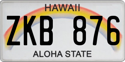 HI license plate ZKB876