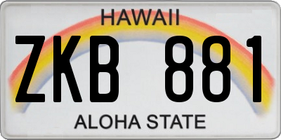 HI license plate ZKB881