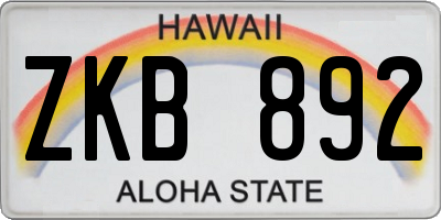 HI license plate ZKB892