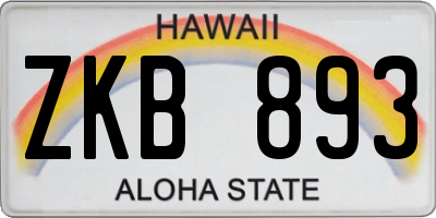 HI license plate ZKB893