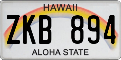 HI license plate ZKB894