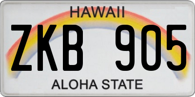 HI license plate ZKB905