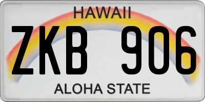HI license plate ZKB906