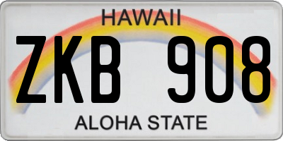 HI license plate ZKB908