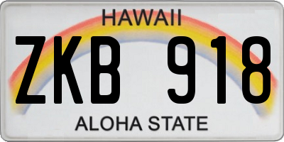 HI license plate ZKB918