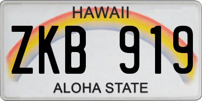 HI license plate ZKB919
