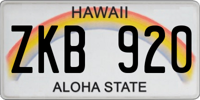 HI license plate ZKB920