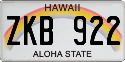 HI license plate ZKB922