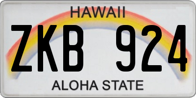 HI license plate ZKB924