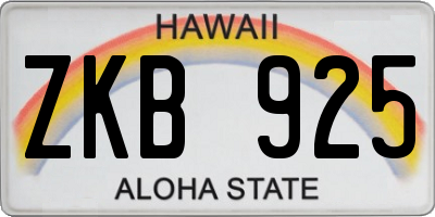 HI license plate ZKB925