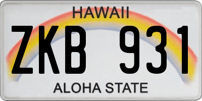 HI license plate ZKB931