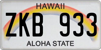 HI license plate ZKB933