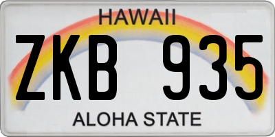 HI license plate ZKB935