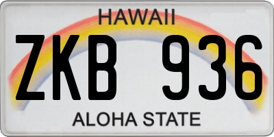 HI license plate ZKB936