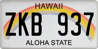 HI license plate ZKB937