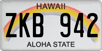 HI license plate ZKB942