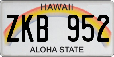 HI license plate ZKB952