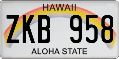 HI license plate ZKB958
