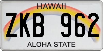 HI license plate ZKB962