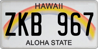 HI license plate ZKB967