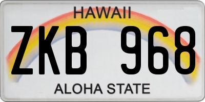 HI license plate ZKB968