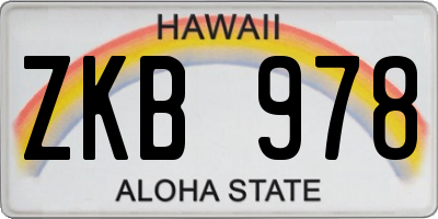 HI license plate ZKB978