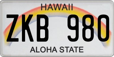 HI license plate ZKB980