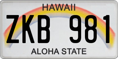HI license plate ZKB981
